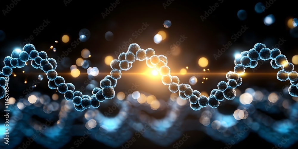 Aufkleber a digital representation of a dna double helix, illustrating genetic structures with glowing element