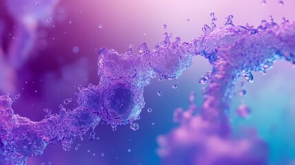 A vibrant splash of water with purple hues creates a captivating visual effect, perfect for designs related to freshness, beauty, or health, Ideal for marketing products or services,