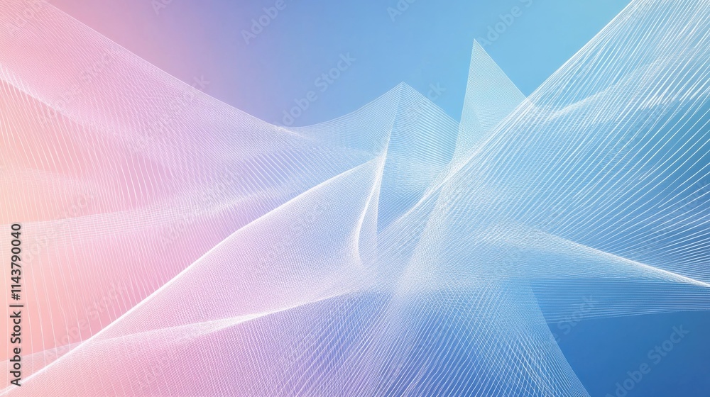 Aufkleber Modern geometric soft gradient background creating a calming atmosphere with deep navy to light sky blue transitions and thin white lines