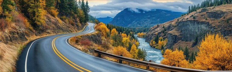 Captivating fall colors and winding roads along the Cascade Loop in Washington's scenic landscape