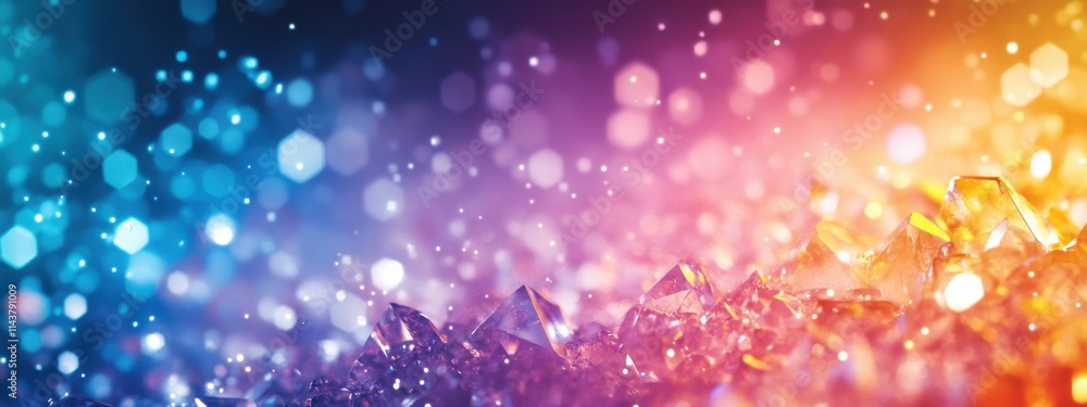 Poster vibrant abstract background of colorful glowing crystals and sparkling lights perfect for artistic a