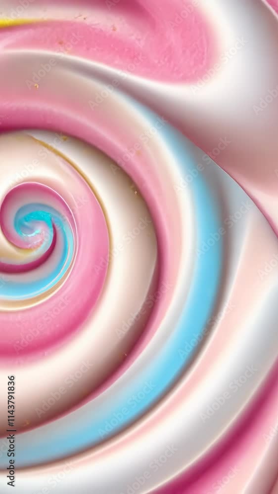 Poster colorful swirling patterns create a vibrant and playful design reminiscent of candy or dessert confe