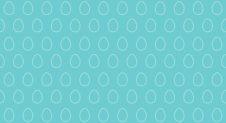 Seamless pattern with white egg outlines on turquoise background. Easter theme design for wallpaper, textile, and greeting card