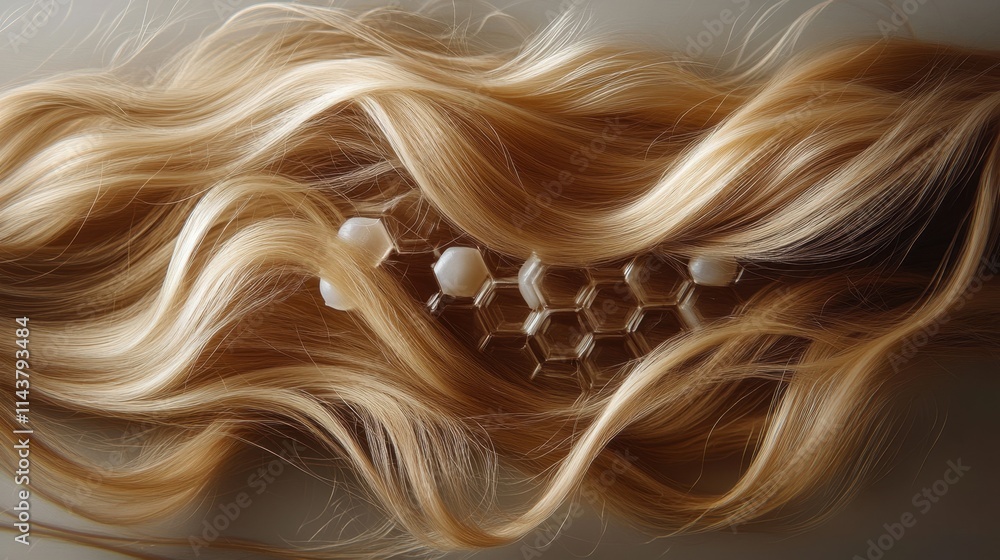 Poster golden waves intertwined with a honeycomb pattern create a unique and artistic display of texture an