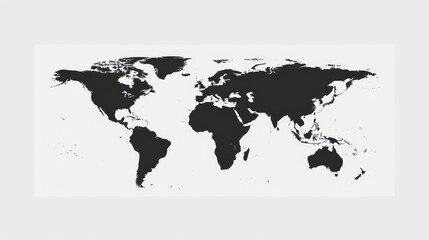 Minimalistic world map with borders on clean white background for elegant design aesthetics