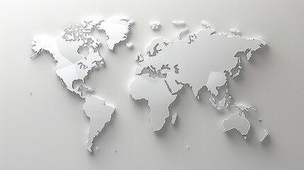 Minimalistic world map outline on clean white background for elegant design projects