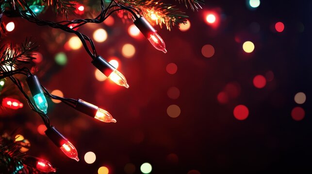 Sparkling Christmas lights create a warm and festive atmosphere for holiday celebrations and websites