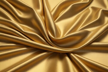 a close up of a gold satin fabric with a very large amount of folds