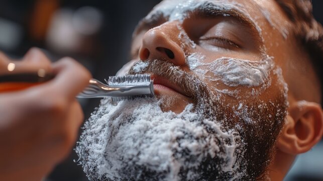 Relaxing shave experience at a barbershop with skilled barber using traditional techniques