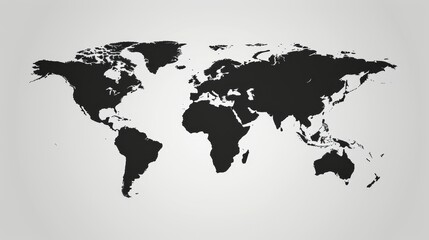 Minimalist world map with borders on clean white background for elegant design projects