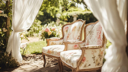 Cottage wedding decoration in the countryside, floral decor and event celebration, flowers, wedding aisle, wedding cake and tablescape, English country style idea