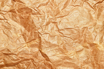 Background and texture of crumpled wrapping paper, close-up.