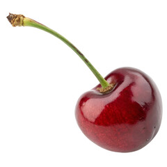 A single cherry with a stem isolated on a transparent background