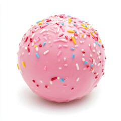 Pink ice cream ball isolated on white background