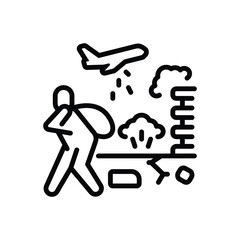 Black line icon for refugee