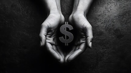Financial empowerment action money symbol studio dark theme close-up