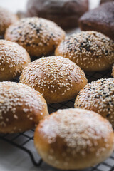 Home-baked bread with sesame seeds.