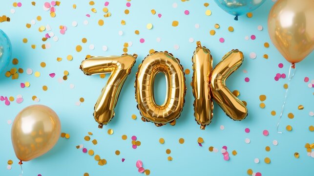 Celebratory 70k milestone festive setting photo bright colors