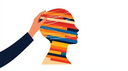 Creative concept of mind control through colorful brain art