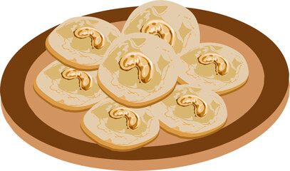 Cashew Nut Cookies Chinese New year food clipart 