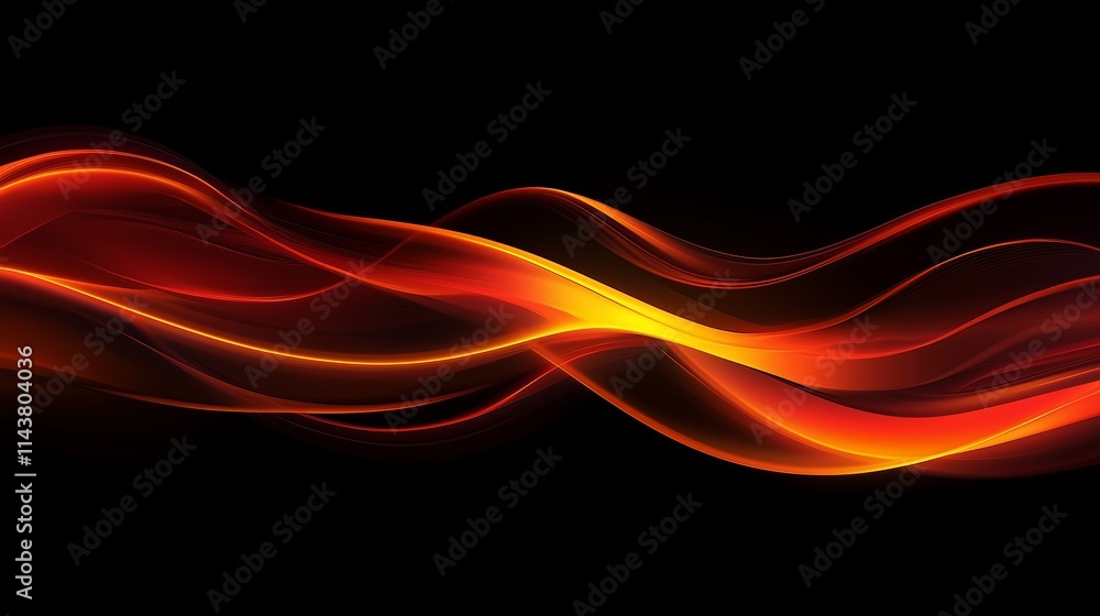 Poster glowing red gradient waves merging in a fiery abstract background