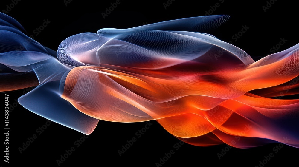 Poster a digital abstract representation of futuristic holograms, floating and shifting across the screen.