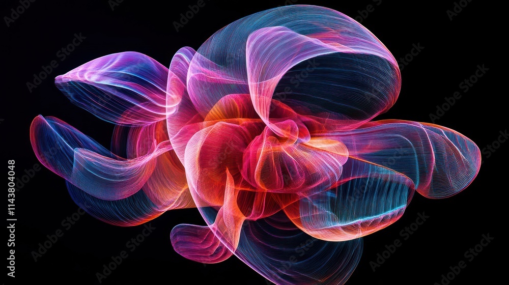 Poster a digital abstract representation of futuristic holograms, floating and shifting across the screen.