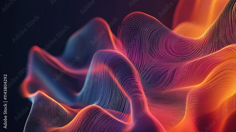 Poster a digital abstract representation of futuristic holograms, floating and shifting across the screen.
