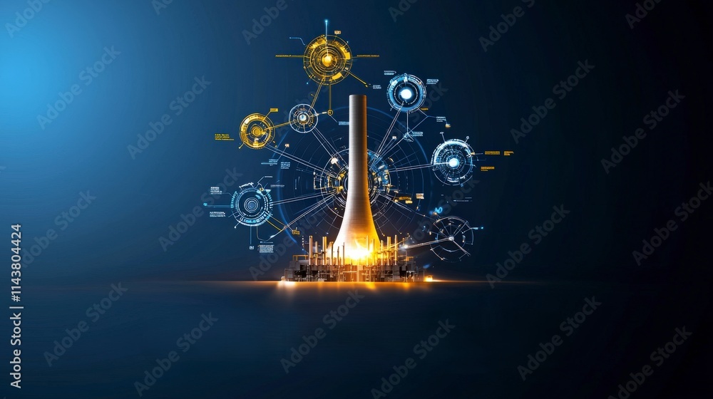 Poster global growth of nuclear energy infographic on technology data visualization and scientific developm