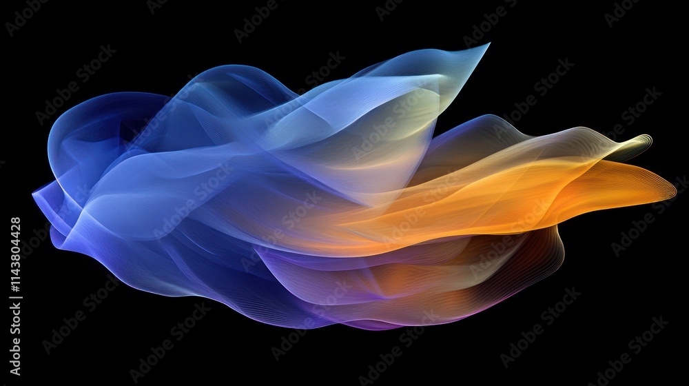 Poster a digital abstract representation of futuristic holograms, floating and shifting across the screen.