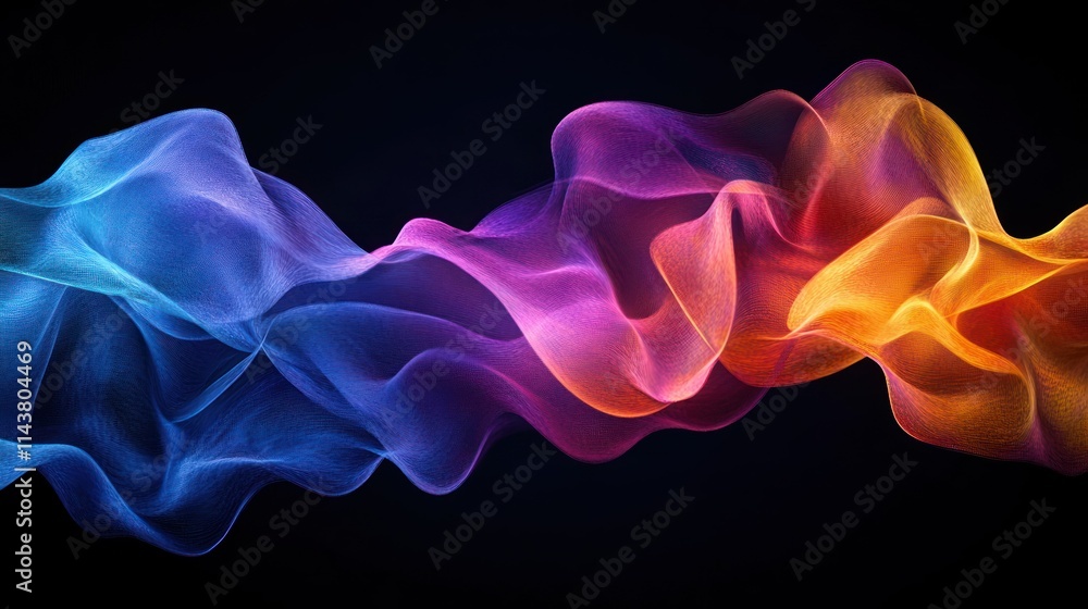 Poster a digital abstract representation of futuristic holograms, floating and shifting across the screen.