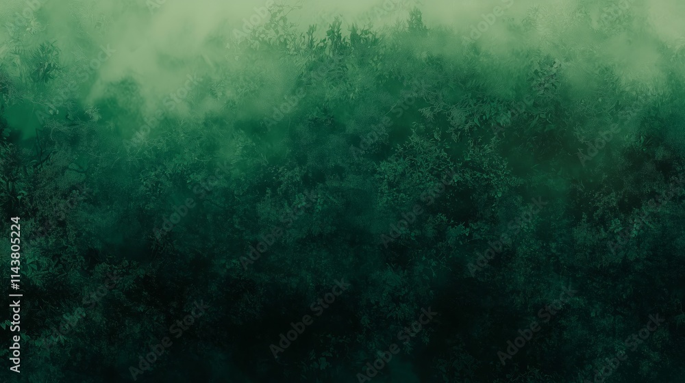 Poster rich emerald green gradient merging with soft clouds and hazy texture