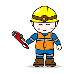 construction worker on white background