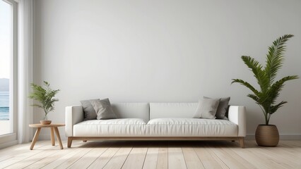 Minimalist Living Room Interior Design With White Sofa