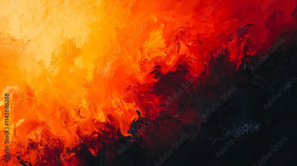 Poster fiery gradient of bright red merging into deep dark background