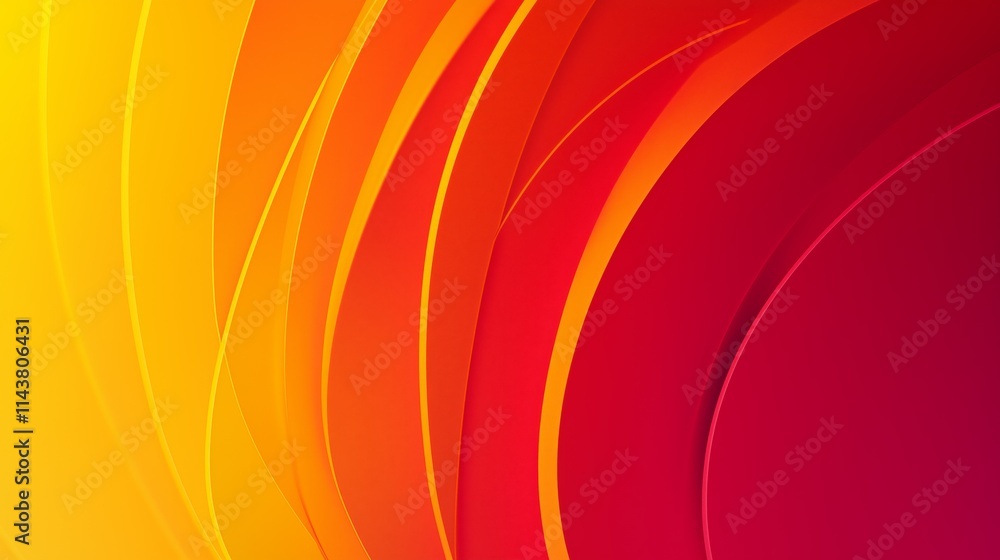 Poster fiery red gradient background design with abstract curved shapes