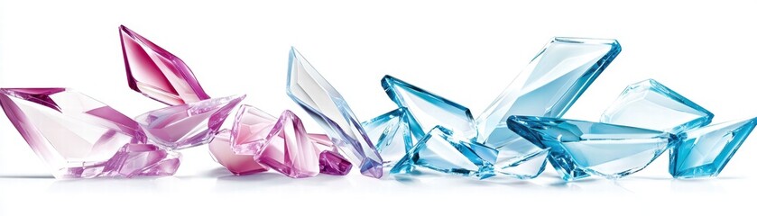 Shattered Crystal Fragments Blue and Pink Gemstones