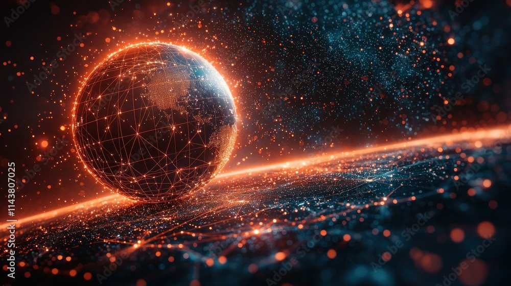 Poster a glowing globe surrounded by interconnected networks.