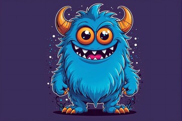Naklejka premium A cartoon monster with big eyes and a big smile