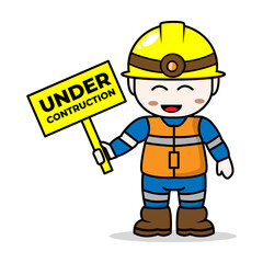 construction worker on white background