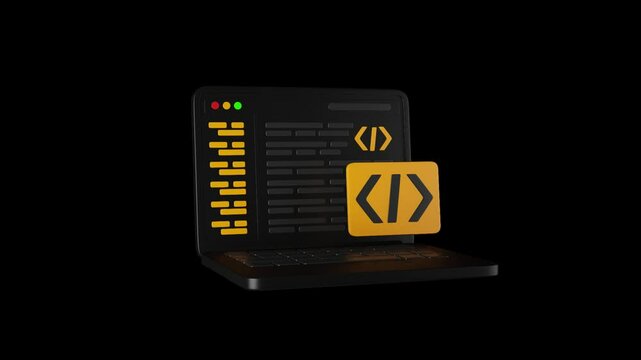 3D Animation Icon of Back End Developer | Alpha Channel