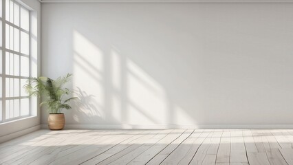 Minimalist Room Interior Design Featuring Plant and Sunlight