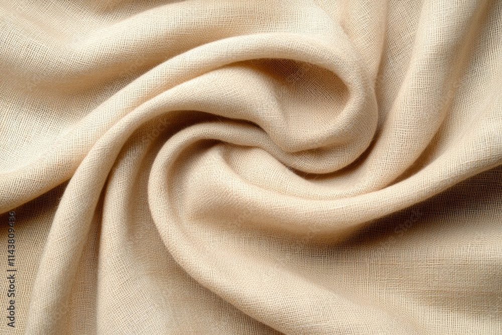 Aufkleber soft beige fabric with elegant folds arranged in a swirling pattern on a neutral background