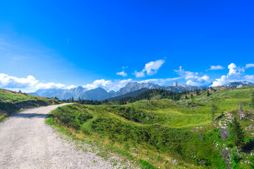 Logarska dolina valley winding through picturesque slovenian alps in summer © unai