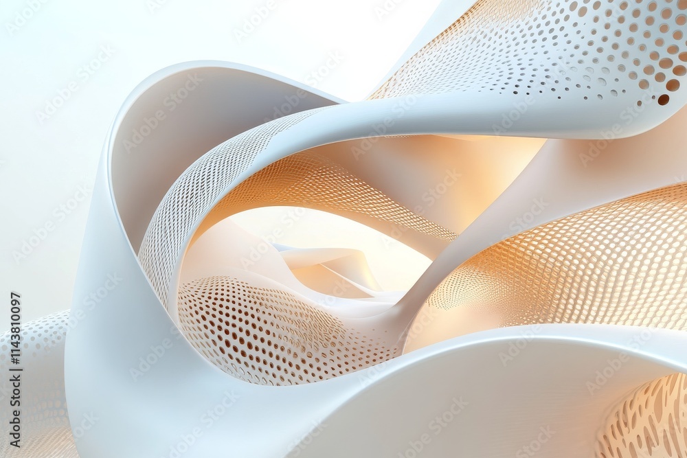 Aufkleber elegant abstract design showcasing flowing curves and intricate patterns in soft white and gold hues