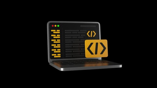3D Animation Icon of Back End Developer | Alpha Channel