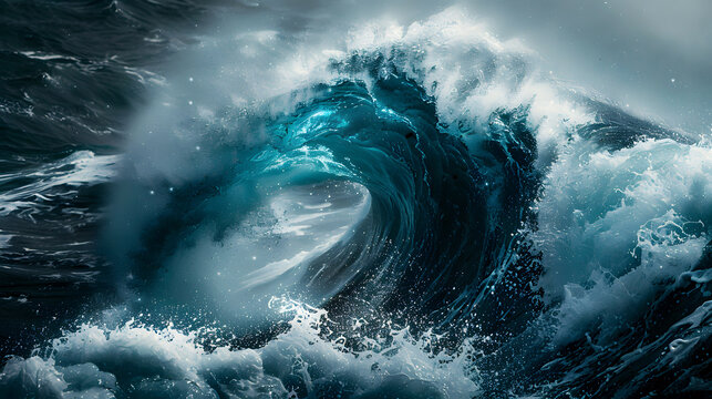 ocean wave crashing in stormy sea