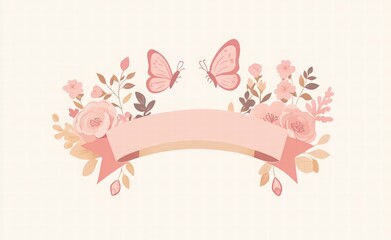 pink ribbon with flowers and butterflies for cancer awareness month. Breast Cancer Awareness. women's health care, support. banner design template for a medical poster or campaign