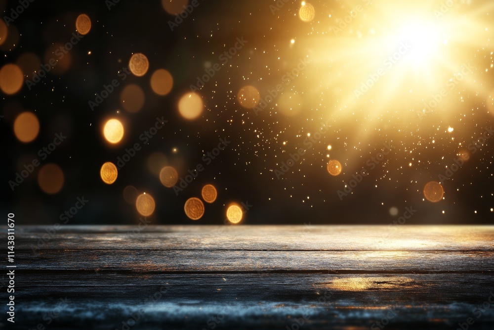 Poster warm sunlight filters through a sparkling background creating a magical atmosphere in the early even