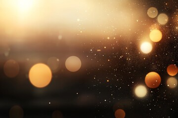 Soft bokeh lights create a magical atmosphere with sparkling effects in warm tones during evening hours